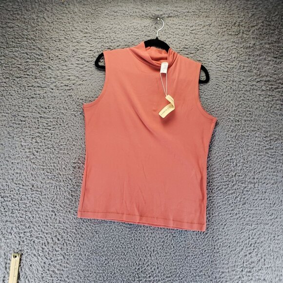 Carolyn Taylor Top Womens Large Orange Sleeveless Mock Neck Cotton Casual *NWT* - Picture 1 of 9